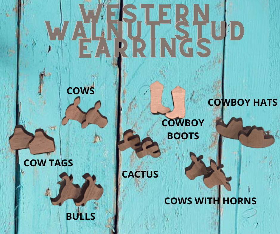 Western Wood Stud Earrings