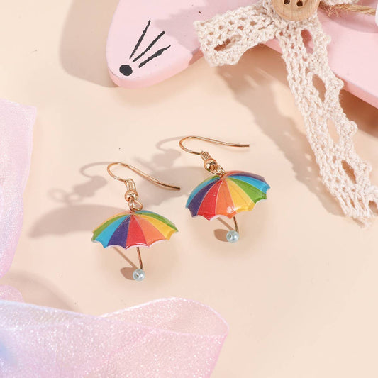 Cute Rainbow Umbrella Earrings