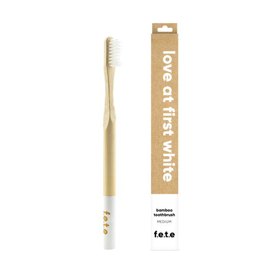 Adult's Medium Bamboo Toothbrush - Love at First White